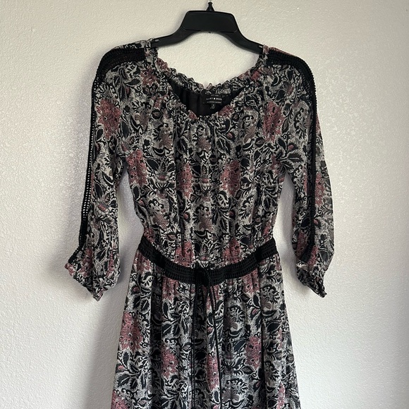 Lucky Brand Boho 3/4 Sleeve Midi Tiered Dress - Picture 2 of 6